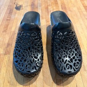 Dansko Pippa Black Laser Cut Molded Clogs